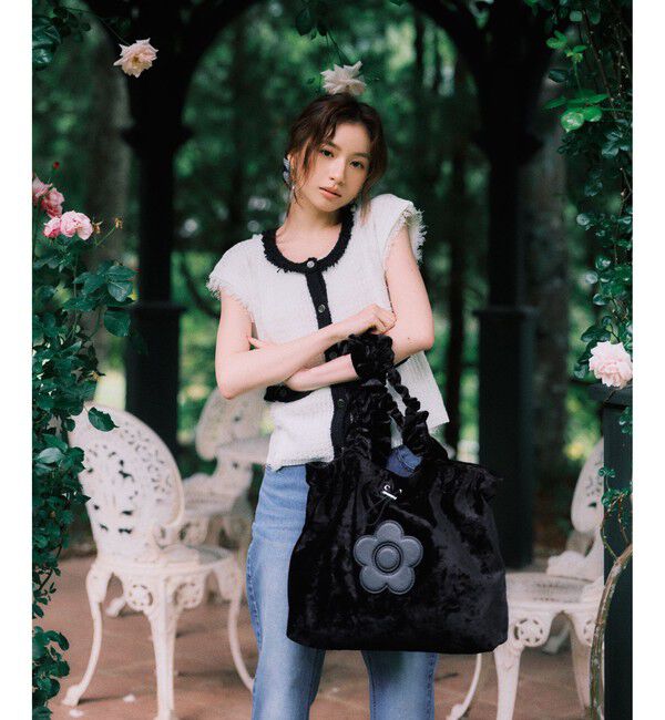 VIS「【MARY QUANT&times;VIS】フリルハンドルベロアトートバッグ」|トートバッグ|