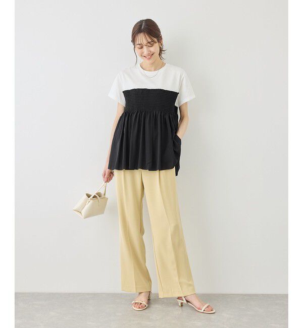 Rope&rsquo;Picnic「【ベストヒット】シャーリングドッキングハーフスリーブカットソー」|Tシャツ・カットソー|