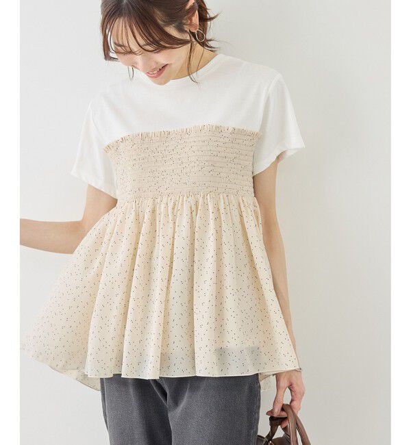 Rope&rsquo;Picnic「【ベストヒット】シャーリングドッキングハーフスリーブカットソー」|Tシャツ・カットソー|