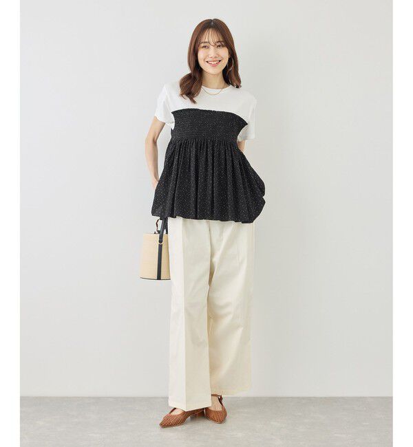 Rope&rsquo;Picnic「【ベストヒット】シャーリングドッキングハーフスリーブカットソー」|Tシャツ・カットソー|