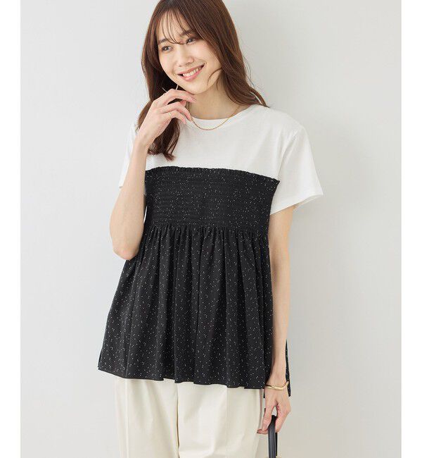 Rope&rsquo;Picnic「【ベストヒット】シャーリングドッキングハーフスリーブカットソー」|Tシャツ・カットソー|
