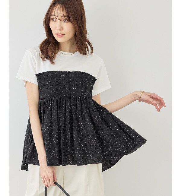 Rope&rsquo;Picnic「【ベストヒット】シャーリングドッキングハーフスリーブカットソー」|Tシャツ・カットソー|