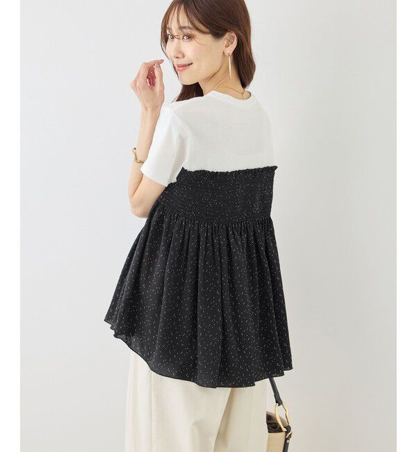 Rope&rsquo;Picnic「【ベストヒット】シャーリングドッキングハーフスリーブカットソー」|Tシャツ・カットソー|