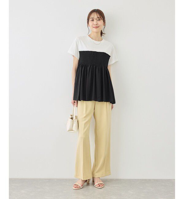 Rope&rsquo;Picnic「【ベストヒット】シャーリングドッキングハーフスリーブカットソー」|Tシャツ・カットソー|