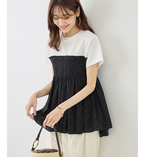 Rope&rsquo;Picnic「【ベストヒット】シャーリングドッキングハーフスリーブカットソー」|Tシャツ・カットソー|
