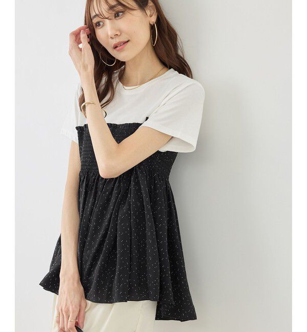 Rope&rsquo;Picnic「【ベストヒット】シャーリングドッキングハーフスリーブカットソー」|Tシャツ・カットソー|