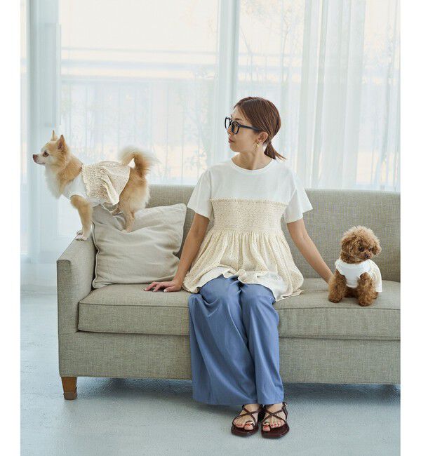 Rope&rsquo;Picnic「【ベストヒット】シャーリングドッキングハーフスリーブカットソー」|Tシャツ・カットソー|