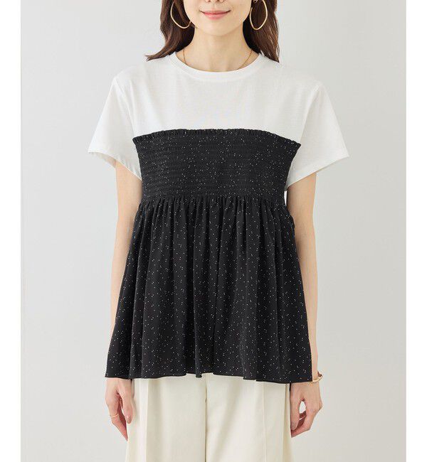 Rope&rsquo;Picnic「【ベストヒット】シャーリングドッキングハーフスリーブカットソー」|Tシャツ・カットソー|