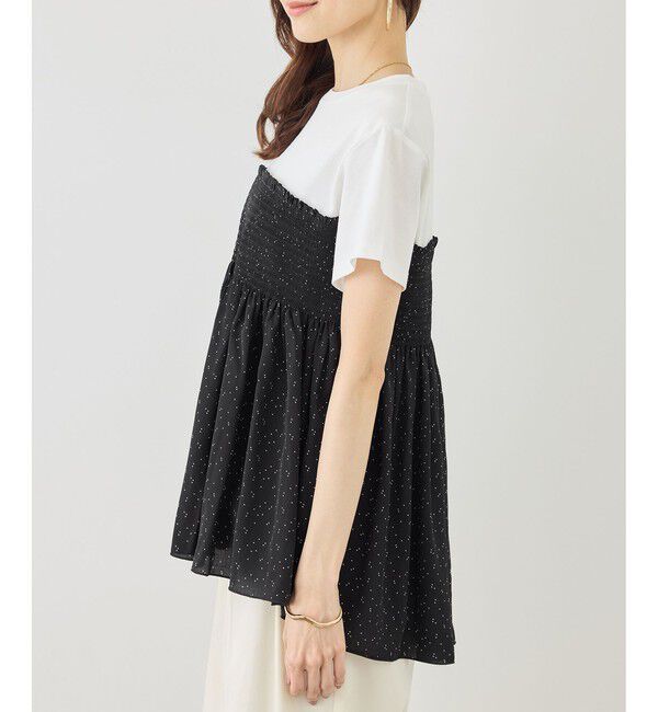 Rope&rsquo;Picnic「【ベストヒット】シャーリングドッキングハーフスリーブカットソー」|Tシャツ・カットソー|