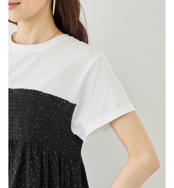 Rope&rsquo;Picnic「【ベストヒット】シャーリングドッキングハーフスリーブカットソー」|Tシャツ・カットソー|