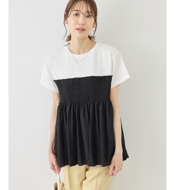 Rope&rsquo;Picnic「【ベストヒット】シャーリングドッキングハーフスリーブカットソー」|Tシャツ・カットソー|