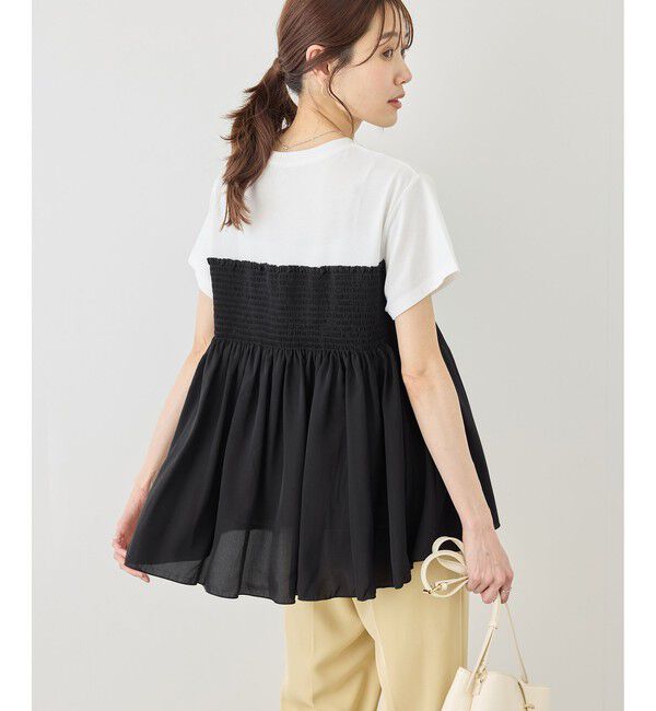 Rope&rsquo;Picnic「【ベストヒット】シャーリングドッキングハーフスリーブカットソー」|Tシャツ・カットソー|