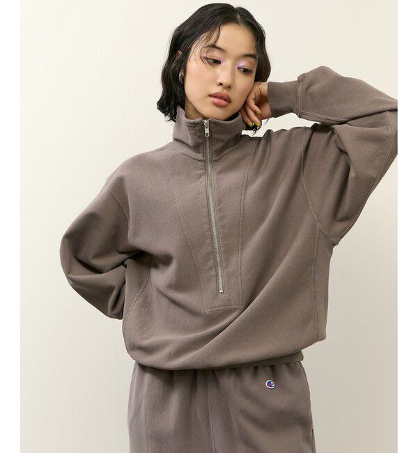 ADAM ET ROPE'「【Champion for ADAM ET ROPE'】別注 SWEAT HALF ZIP」|スウェット・ジャージ|ブラウン系(24)