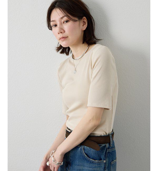  「《5色展開/手洗い可能》半袖クルーネックテレコカットソー」|Tシャツ・カットソー|