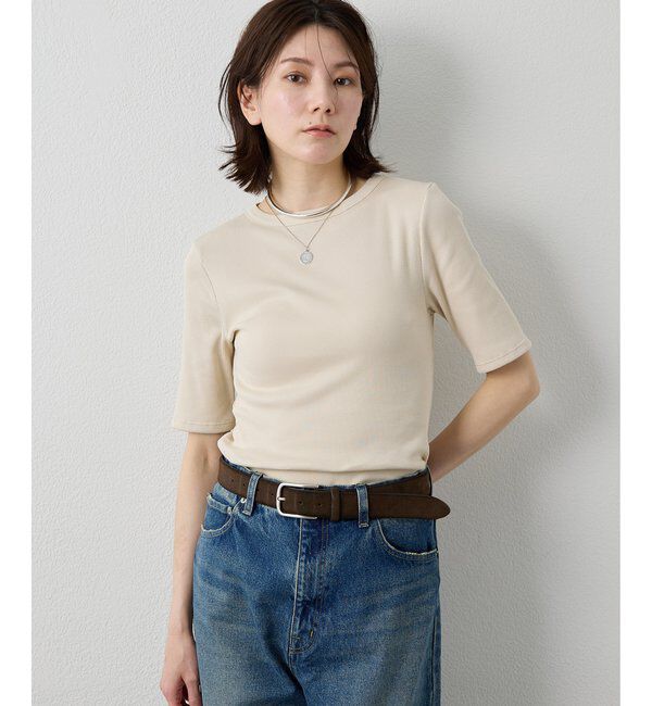  「《5色展開/手洗い可能》半袖クルーネックテレコカットソー」|Tシャツ・カットソー|