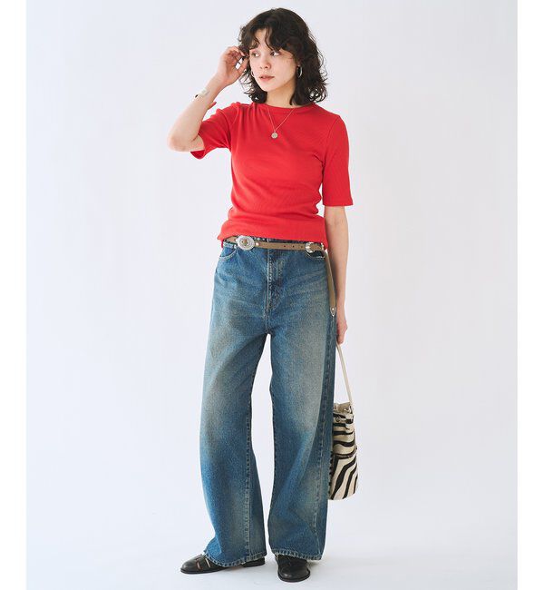  「《5色展開/手洗い可能》半袖クルーネックテレコカットソー」|Tシャツ・カットソー|