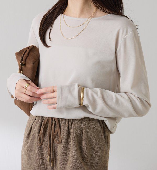  「【人気につき追加販売/接触冷感/吸水速乾】ベーシックシアーロンT」|Tシャツ・カットソー|ベージュ