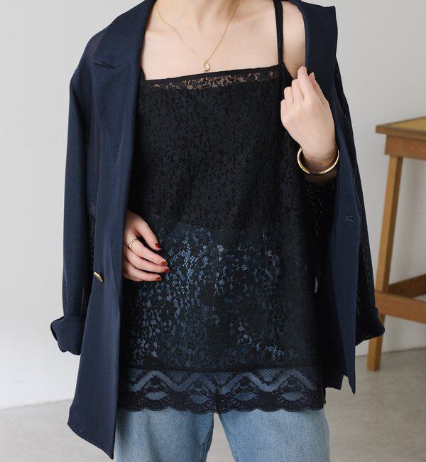  「《トレンド/ロングシーズン着回せる◎》スカラップレースキャミソール」|キャミソール|