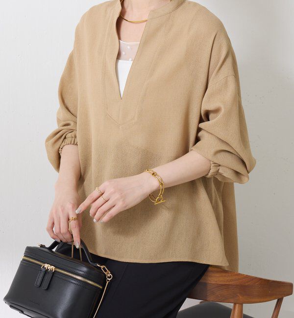  「【夏にも着れる長袖/涼しく体型カバー】ヴィンテージメッシュブラウス」|シャツ・ブラウス|