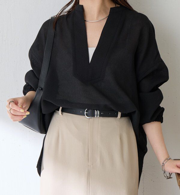  「【夏にも着れる長袖/涼しく体型カバー】ヴィンテージメッシュブラウス」|シャツ・ブラウス|