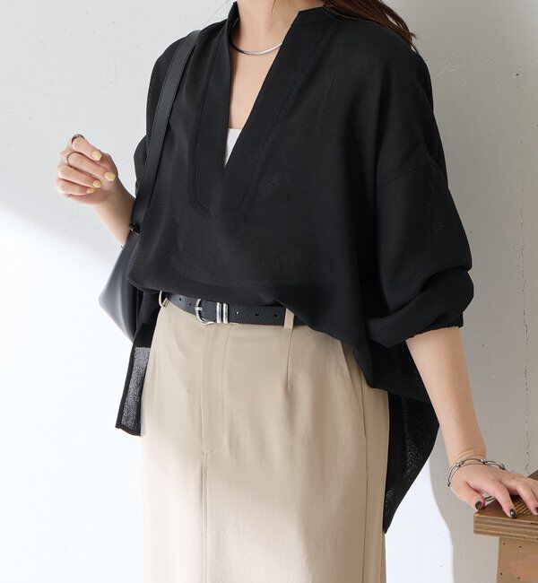  「【夏にも着れる長袖/涼しく体型カバー】ヴィンテージメッシュブラウス」|シャツ・ブラウス|