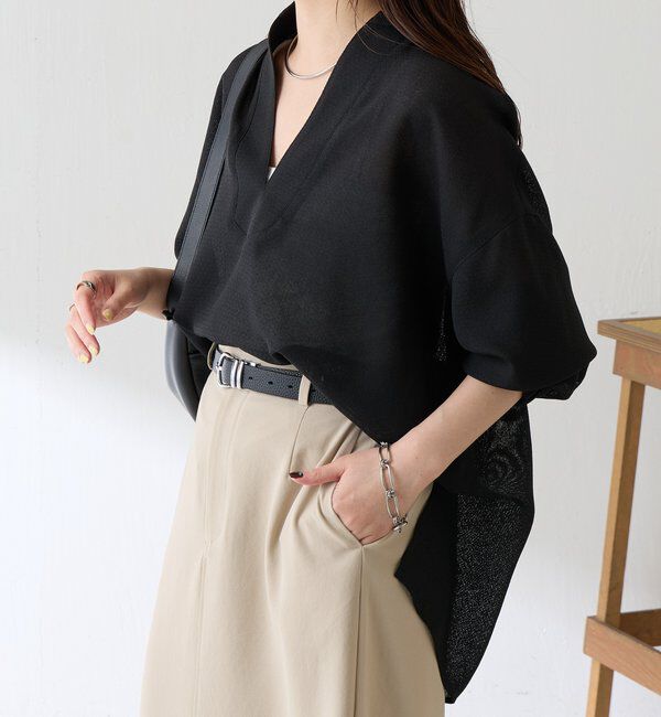  「【夏にも着れる長袖/涼しく体型カバー】ヴィンテージメッシュブラウス」|シャツ・ブラウス|