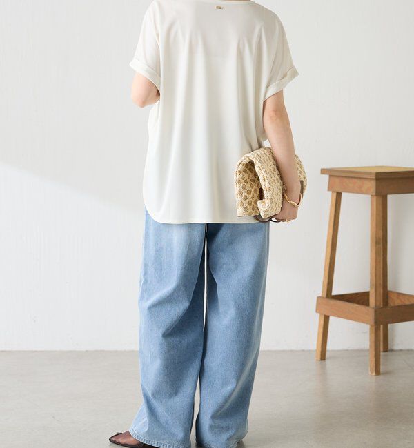  「【伸びるサテン素材/吸湿速乾/インナーにも◎】ストレッチサテンTシャツ」|Tシャツ・カットソー|