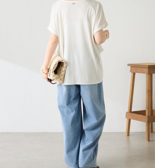  「【伸びるサテン素材/吸湿速乾/インナーにも◎】ストレッチサテンTシャツ」|Tシャツ・カットソー|