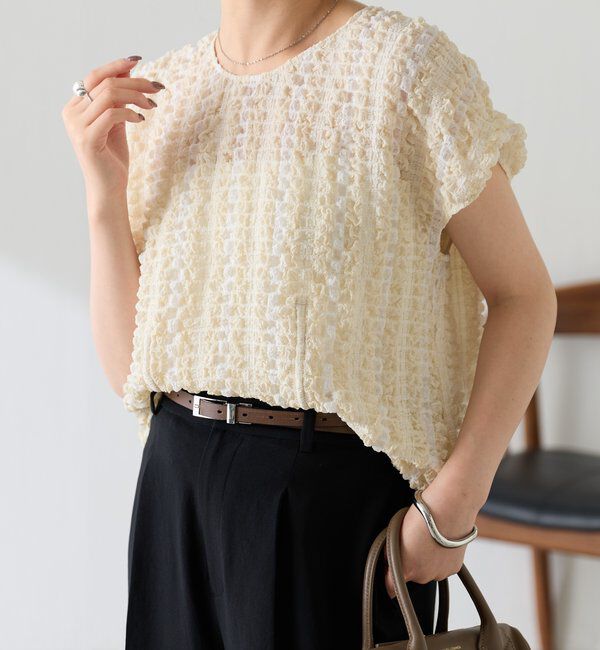  「【シルエットを変えられる】ドロストウエストフレンチTシャツ」|シャツ・ブラウス|