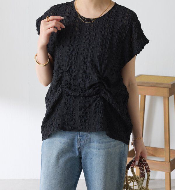  「【シルエットを変えられる】ドロストウエストフレンチTシャツ」|シャツ・ブラウス|