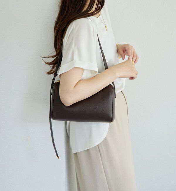  「【牛革/２WAY/500mlペットボトル】シュリンクリンオーバルショルダーバッグ」|トートバッグ|