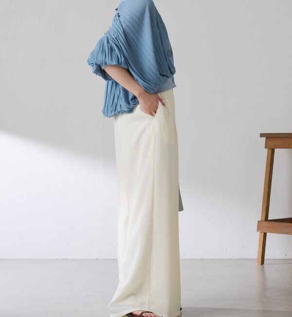 「【通気性抜群】リネンタッチブッチャーワイドパンツ」|チノ|