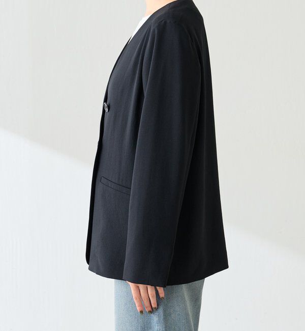  「【人気シリーズ／リニューアルして登場！】ジャージノーカラーダブルジャケット」|スーツ|