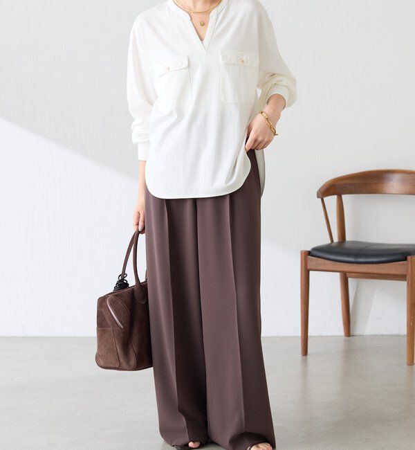  「【さらりとした着心地】スキッパーダブルポケットカットソー」|Tシャツ・カットソー|
