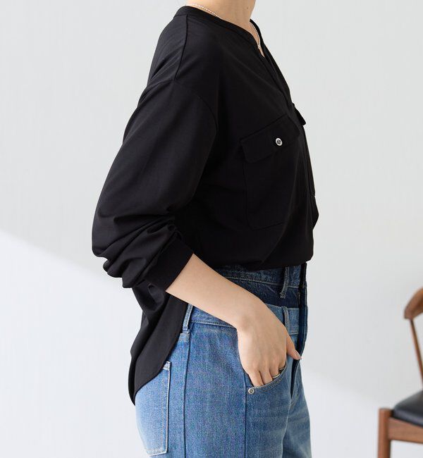  「【さらりとした着心地】スキッパーダブルポケットカットソー」|Tシャツ・カットソー|