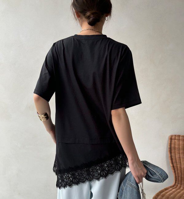  「裾レースアシメTEE」|Tシャツ・カットソー|