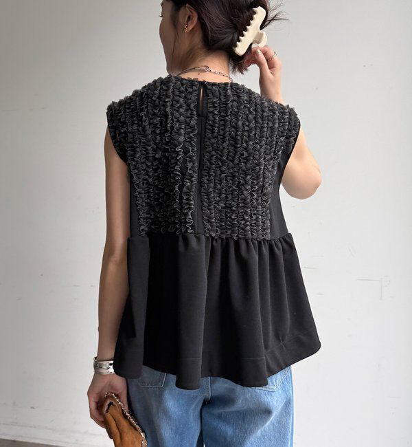  「【WEB限定】カットジョーゼットフリルトップス」|Tシャツ・カットソー|