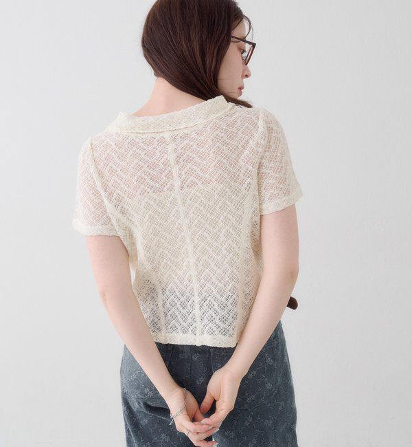  「【WEB先行】クロスジャガード半袖カーディガン」|Tシャツ・カットソー|