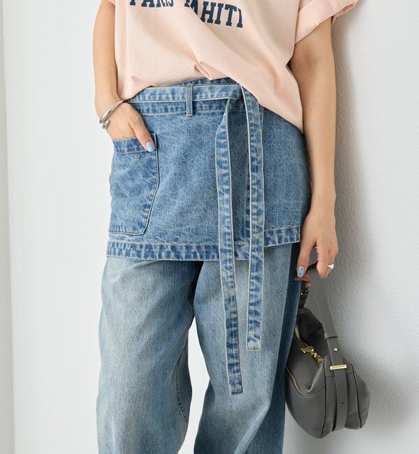  「【A・MONN】【サイズ調整可能/レイヤードアイテム】DENIM apron」|デニム|