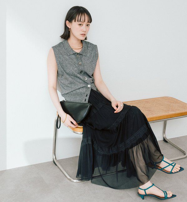  「【抜け感のある印象に】メランジポロカラーベスト」|ニット・セーター|