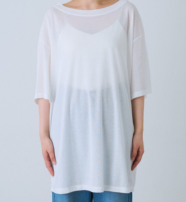  「【A・MONN】【吸水速乾/接触冷感】オープンネックチュニックTee」|Tシャツ・カットソー|