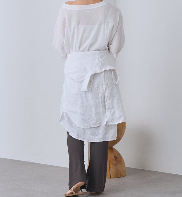 「【A・MONN】【吸水速乾/接触冷感】オープンネックチュニックTee」|Tシャツ・カットソー|