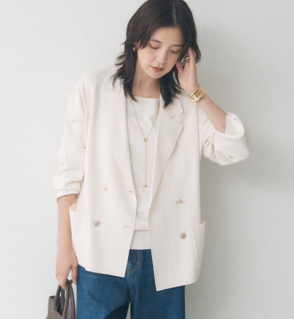  「【接触冷感/セットアップ対応可】ニットジャケット」|テーラードジャケット|