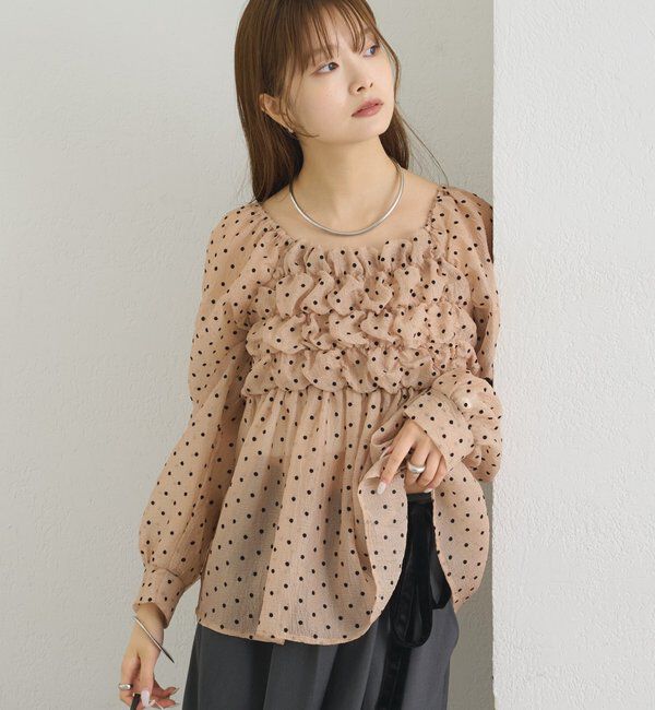  「長袖ふわふわシャーリングチュニック」|シャツ・ブラウス|