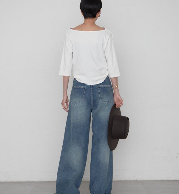  「アシメワイドデニムパンツ」|デニム|