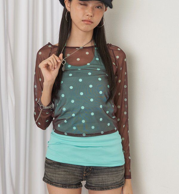  「【SLOPPY】パワーメッシュシアートップス（無地/ドット）」|Tシャツ・カットソー|