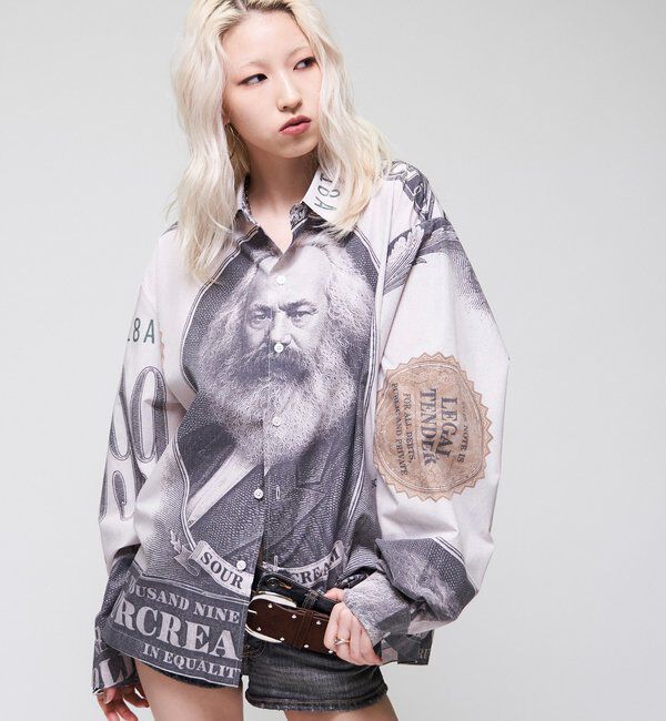  「【Sourcream/UNISEX】マルクス紙幣プリントシャツ」|シャツ・ブラウス|