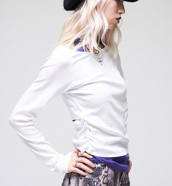  「【WEB限定】【SLOPPY】バックオープンギャザートップス」|Tシャツ・カットソー|
