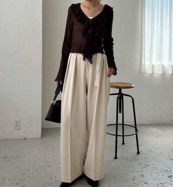  「【yuu企画】【新色ブラウン】アシメウエストパンツ」|チノ|