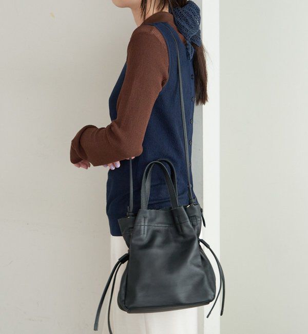  「【再入荷】レザー巾着ショルダーバッグ」|トートバッグ|